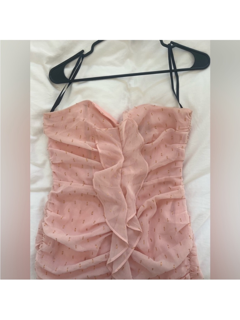 Revolve Midi Dress - Michael Costello 💗🌸 pink gold high low ruffle - Picture 9 of 12